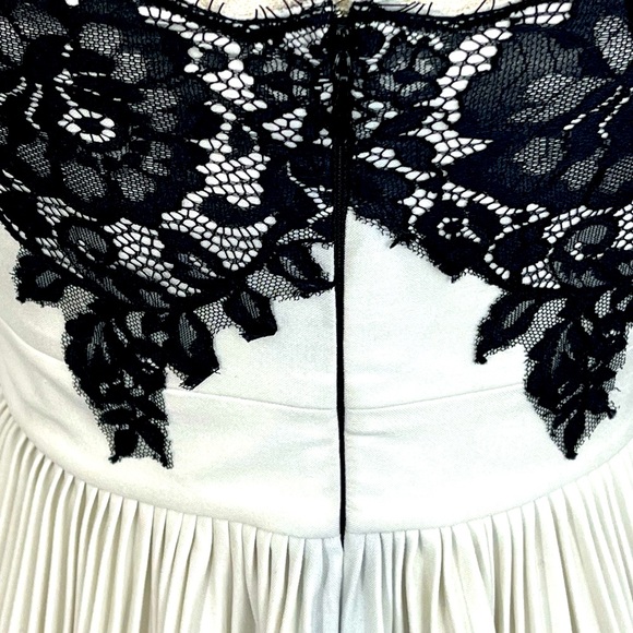 Robert Rodriguez Strapless Pleated Silk-Satin Mini Dress w/ Black Lace  - Size 0 - Picture 12 of 16